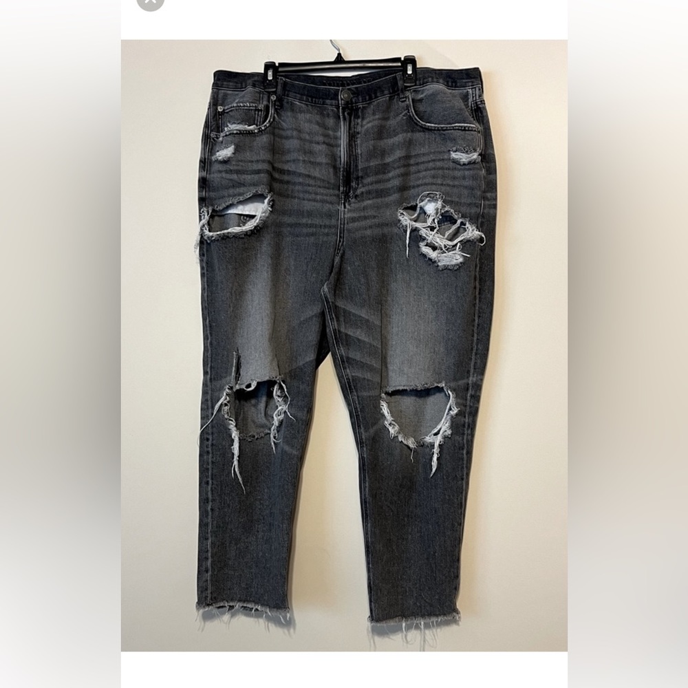 America Eagle Comfort Stretch Waistband Plus Size 24 Distressed Jeans Gray Wash